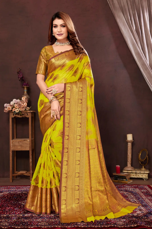 Pista Green Colour Woven Design Banarasi Art Silk Saree