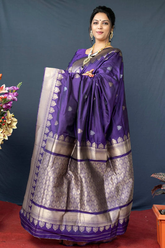 Purple Colour Designer Banarasi Silk Saree
