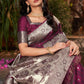 Purple Colour Woven Design Satin Silk Saree