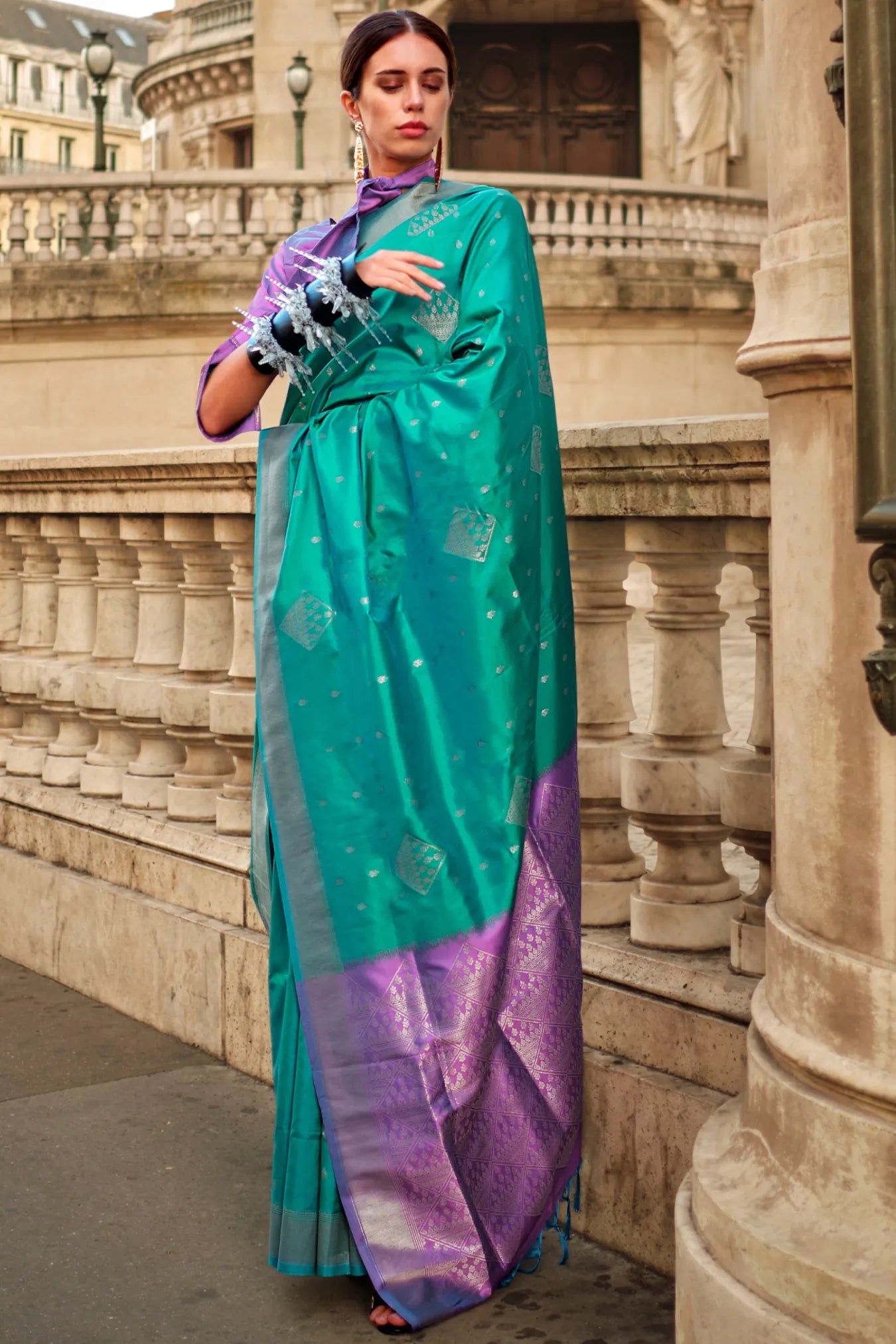Rama Green Colour Woven Design Banarasi Silk Saree