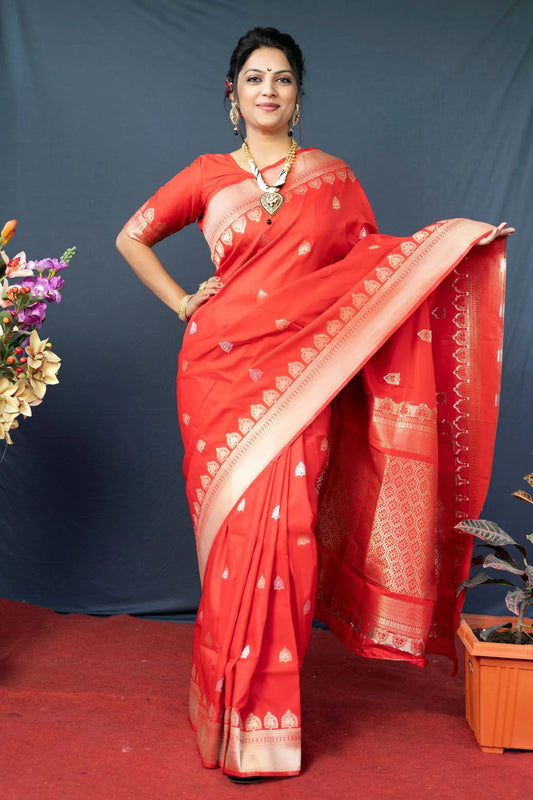 Red Colour Designer Banarasi Silk Saree