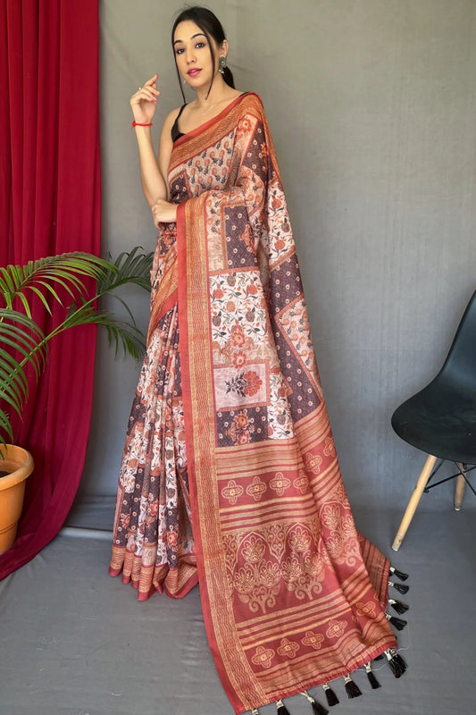 Red Colour Kalamkari Cotton Silk Saree