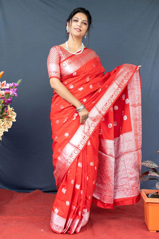 Red Colour Latest Designer Soft Lichi Silk Saree