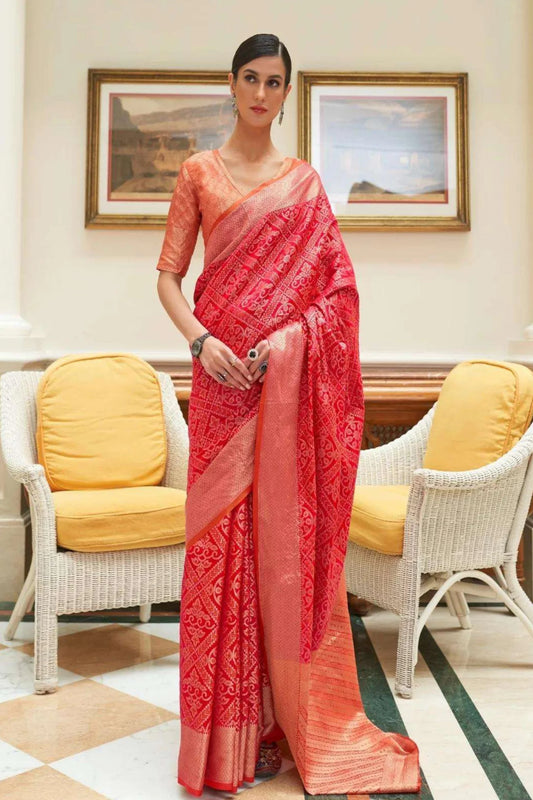 Red Colour Festive Wear Patola Silk Saree 