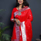 Red Colour Floral Woven Paithani Soft Silk Saree