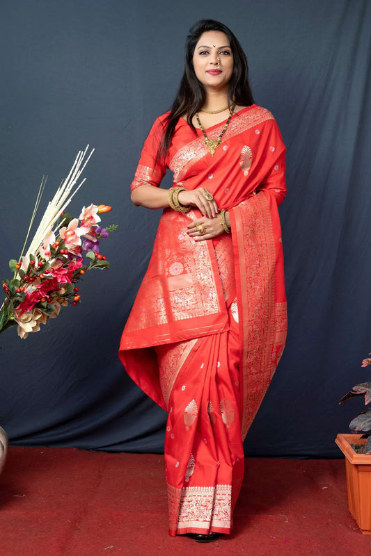 Red Colour Function Wear Banarasi Silk Saree