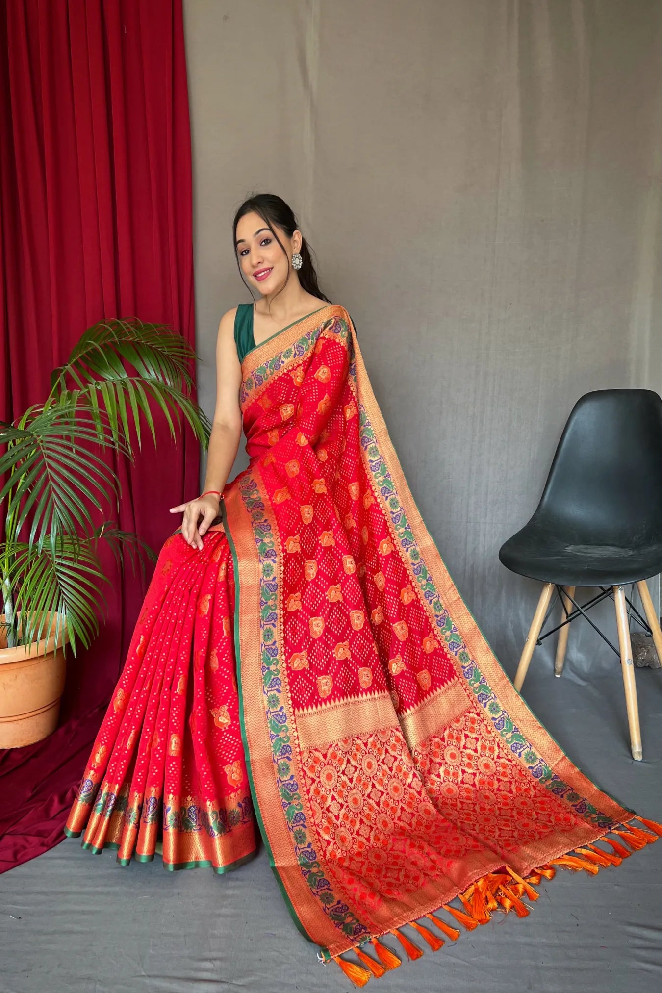 Red Colour Kutch Patola Woven Silk Saree