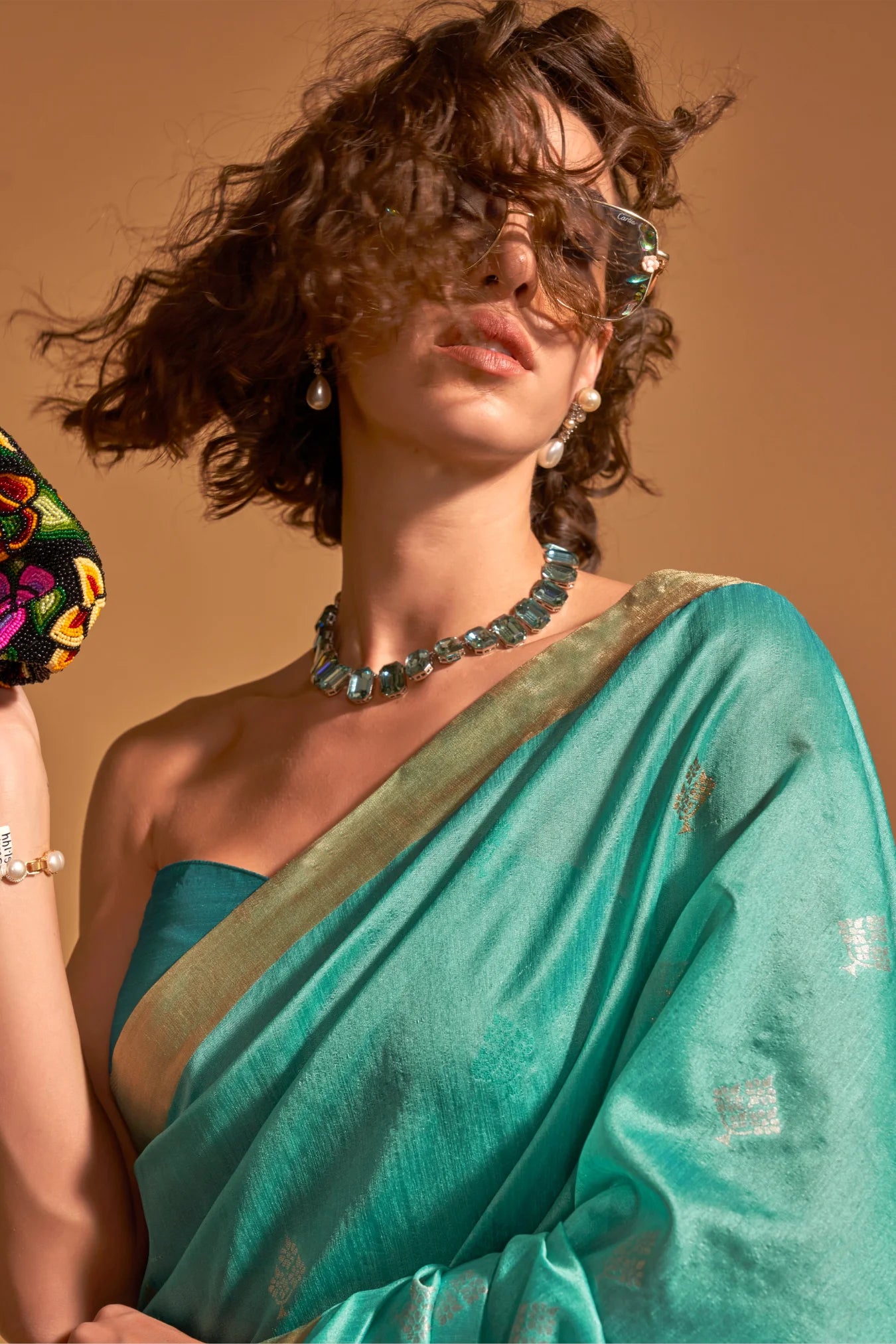 Sea Green Colour Handloom Woven Silk Saree