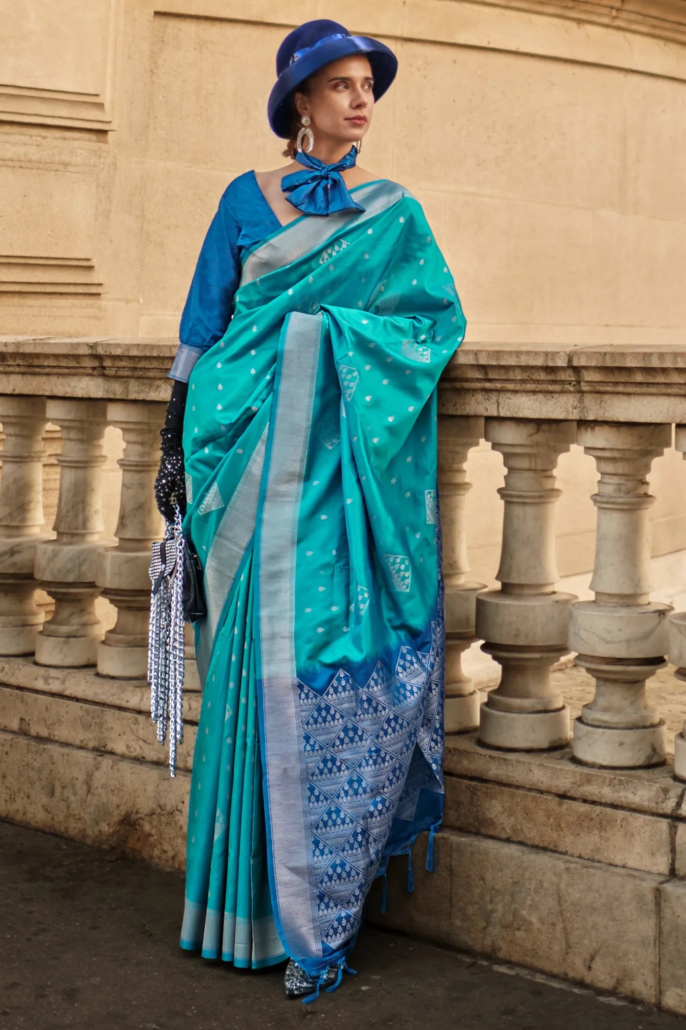 Sky Blue Colour Zari Woven Design Kanjivaram Silk Saree