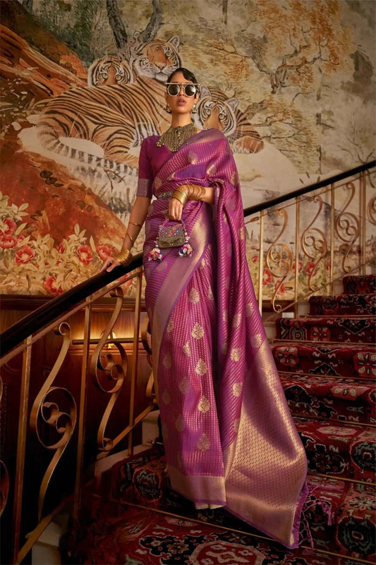 Purple Colour Traditional Woven Kanjivaram Silk Saree