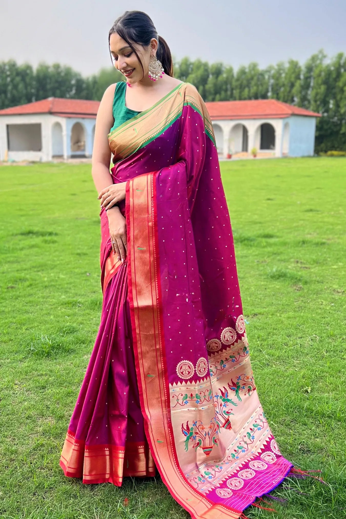 Trendy Dark Pink Colour Paithani Silk Saree