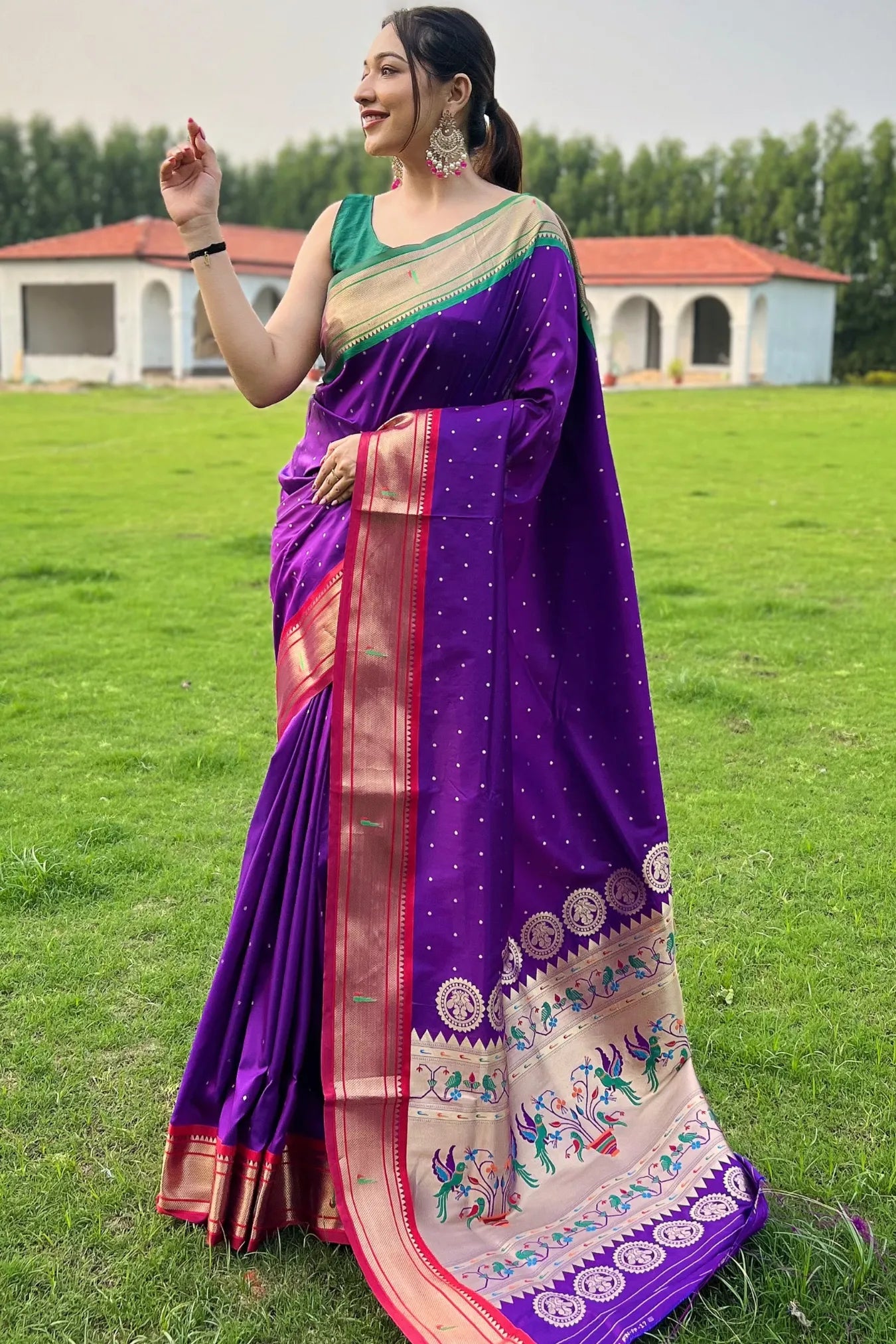 Trendy Purple Colour Paithani Silk Saree