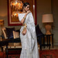 White Colour Kashmiri Woven Handloom Silk Saree