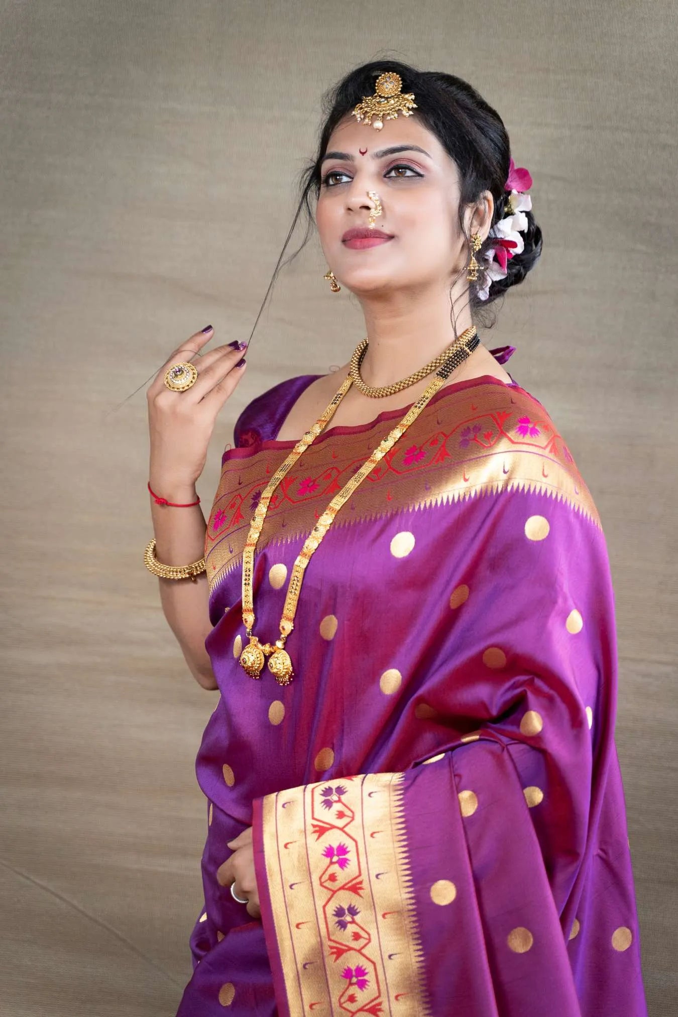 Wine Colour Floral Woven Paithani Kanjivaram Soft Silk Saree