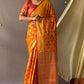 Yellow Colour Beautiful Patola Silk Saree with Elegant Meenakari Bandhej