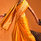 Yellow Colour Floral Weaving Design Satin Silk Saree