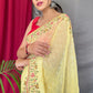 Yellow Colour Georgette Sequence Designer Embroidered Silk Saree