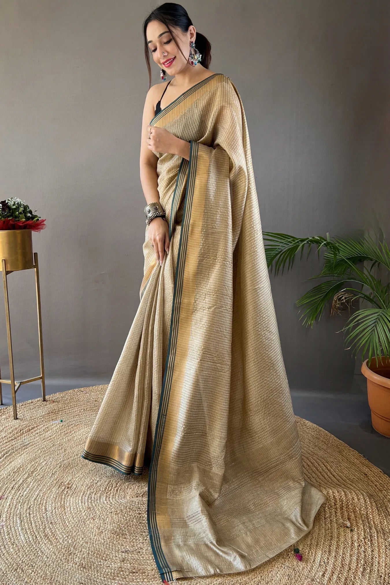 Yellow Colour Copper Zari Weaving Kanjivaram Soft Silk Saree