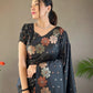 Black Colour Floral Weaving Banarasi Silk Saree