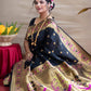 Black Colour Floral Woven Paithani Kanjivaram Soft Silk Saree