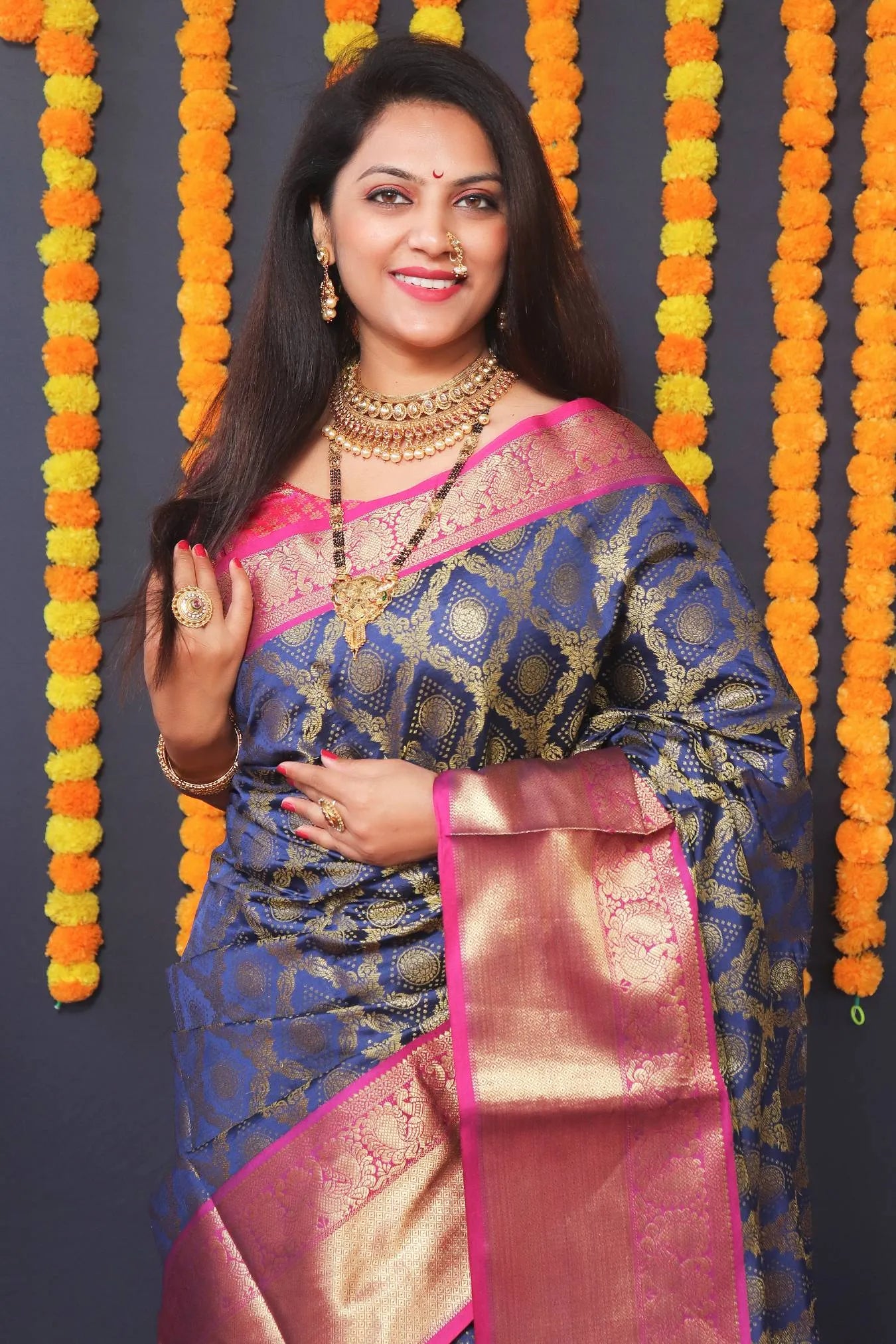 Blue Colour Elegant Kanjivaram Handloom Silk Saree