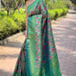 Bottle Green Colour Leaf Floral Designer Kanjivaram Silk Saree