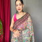Cream Colour Cotton Kalamkari Printed Silk Saree