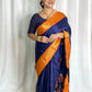 Dark Blue Colour Kanjivaram Silk Saree with Contrast Border