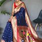 Dark Blue Colour Traditional Wear Paithani Silk Saree