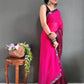 Dark Pink Colour Ready To Wear Silk Saree