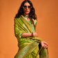 Green Colour Floral Weaving Design Satin Silk Saree