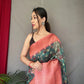 Green Colour Kora Muslin Kalamkari Silk Saree 