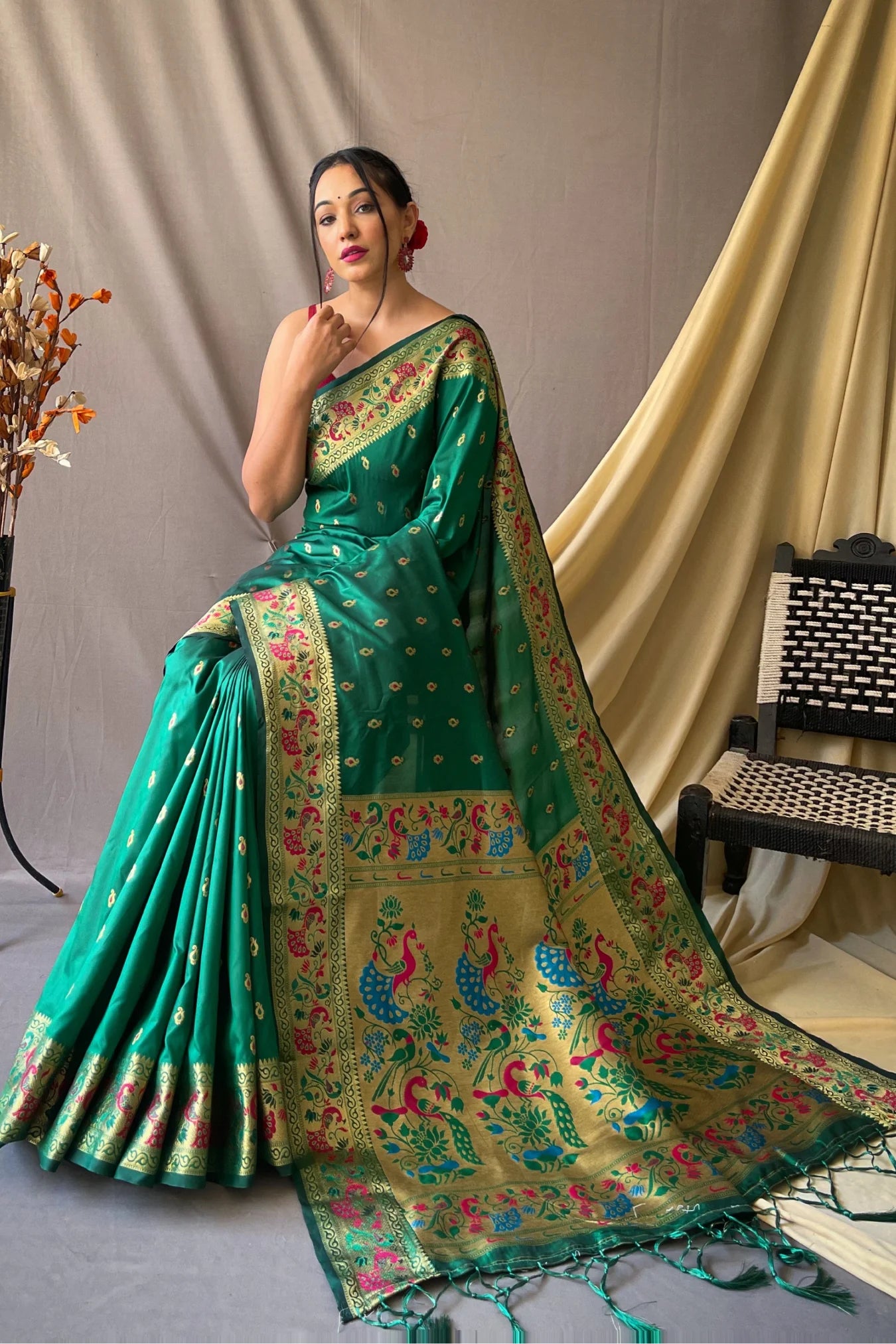 Green Colour Paithani Soft Silk Saree 