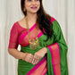 Dark Green Colour Kanjivaram Silk Saree with Contrast Border