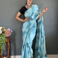 Light Blue Colour Ready To Wear Digital Printed Silk Saree