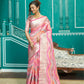 Light Pink Colour Zari Woven Organza Silk Saree