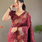 Maroon Colour Floral Weaving Banarasi Silk Saree