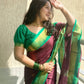 Maroon Colour Kanjivaram Silk Saree with Green Contrast Border