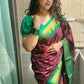 Maroon Colour Kanjivaram Silk Saree with Green Contrast Border