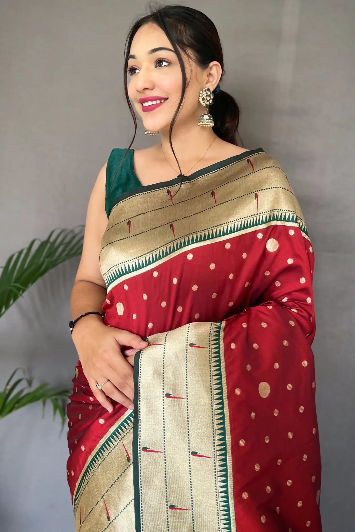 Maroon Colour Traditional Wear Paithani Silk Saree