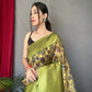 Mehendi Green Colour Kalamkari Digital Printed Silk Saree