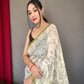 Off White Colour Cotton Katha Kalamkari Printed Silk Saree