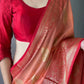 Orange Colour Linen Woven Soft Silk Saree