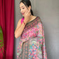 Pink Colour Malai Cotton Kalamkari Digital Printed Silk Saree