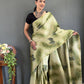 Pista Green Colour Ready To Wear Digital Printed Silk Saree