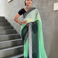 Pista Green Colour Ready To Wear Georgette Silk Saree