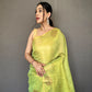 Pista Green Colour Zari Woven Organza Silk Saree