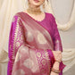 Purple Colour Zari Woven Design Banarasi Silk Saree