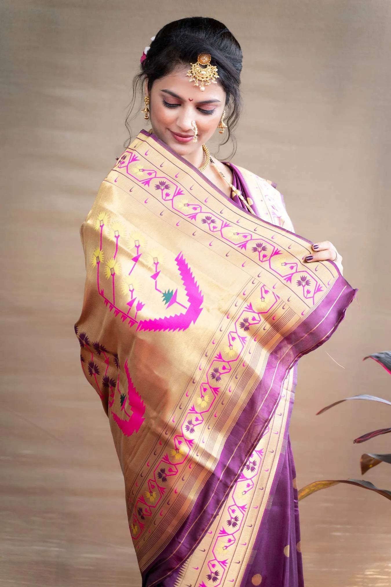 Purple Colour Paithani Kanjivaram Soft Silk Saree