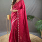Red Colour Embroidery Design Handloom Silk Saree